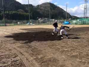 広島県立上下高等学校野球部　黒土混合土　納入