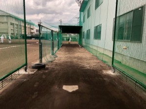 広島商業高等学校　ブルペンゲージ　塁　ゲージ　設置　雨除け 日除け　練習　甲子園　スポーツ施設　設計　施工　野球　高校　グラウンド　資材　土　黒土　整備